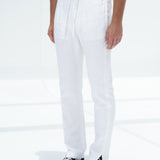 WHITE LINEN SPLIT TROUSERS