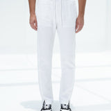 WHITE LINEN SPLIT TROUSERS