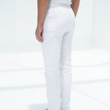 WHITE LINEN SPLIT TROUSERS