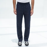 NAVY LINEN SPLIT TROUSERS