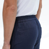 NAVY LINEN SPLIT TROUSERS